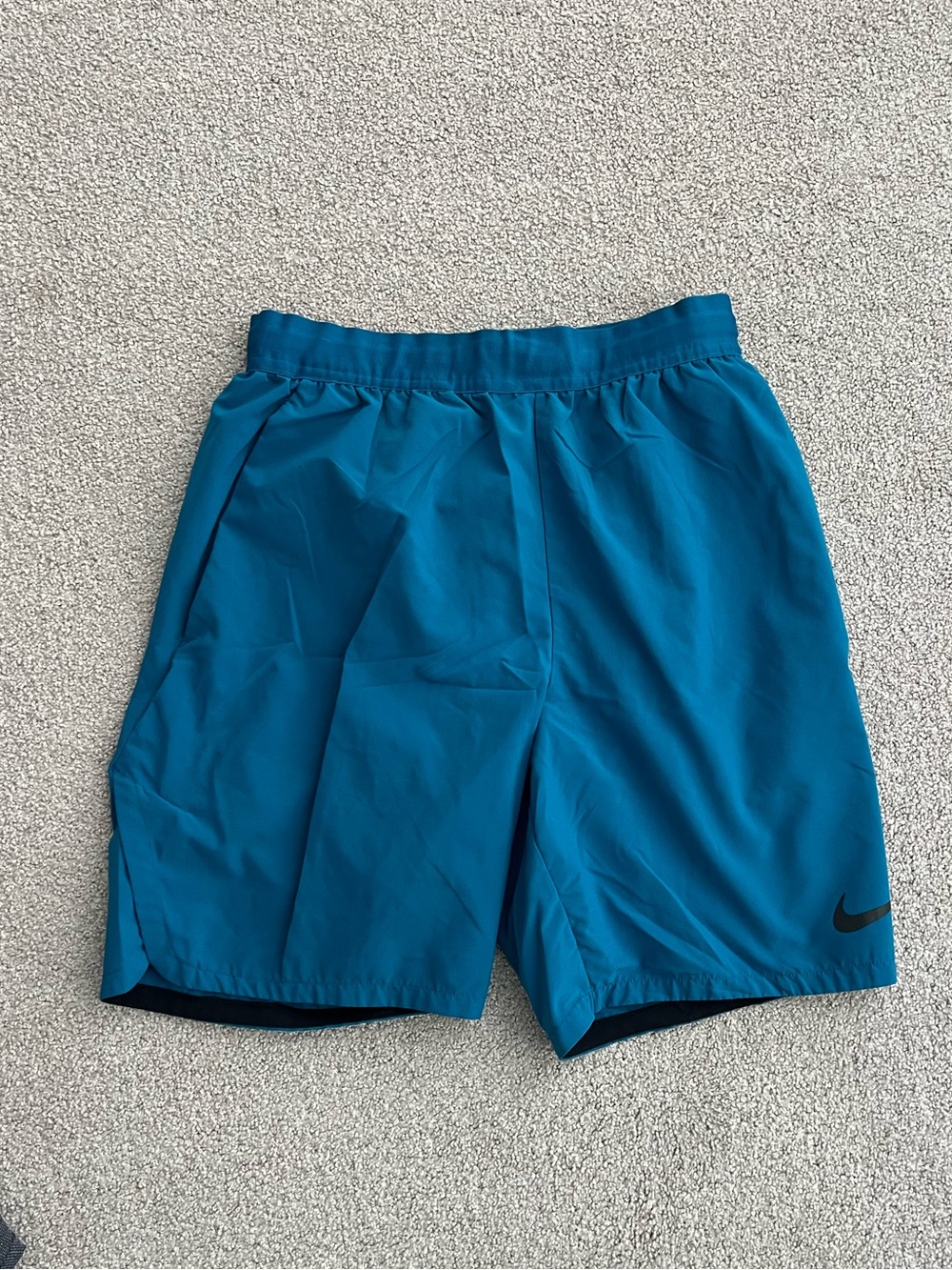 Nike Teal Blue Athletic Shorts with Black Swoosh